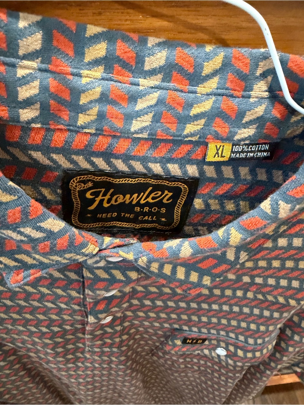 Howler Brothers Men's Blue & Orange Patterned Polo - Picture 2 of 3